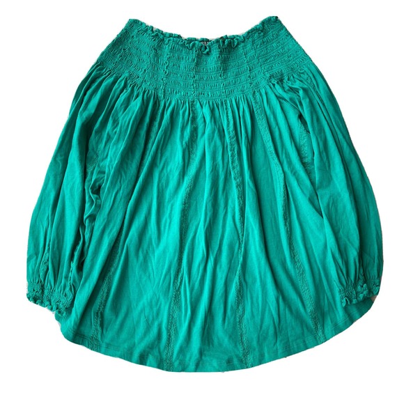 Lauren Ralph Lauren Tops - Lauren Ralph Lauren Sz XL Smocked Off Shoulder Embroidery Flowy Blouse Sea Teal